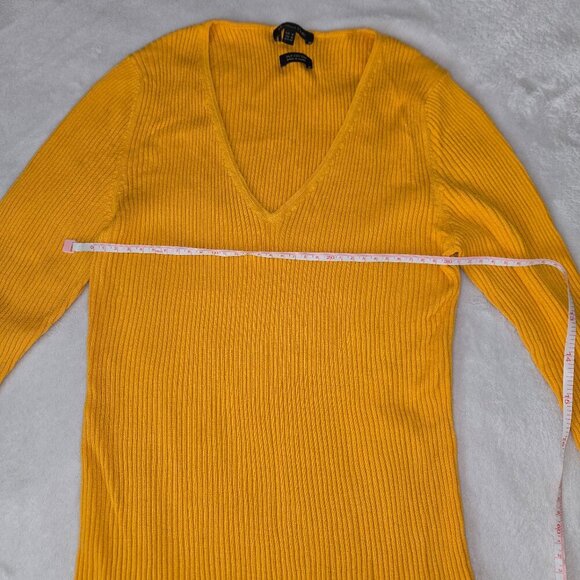 Massimo Dutti mustard yellow ribbed sweater mulberry silk/cotton M - Picture 6 of 11